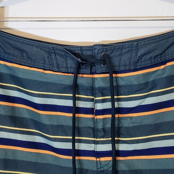 Gap Factory Size Large Board Shorts Swim Trunks Mesh Lined Striped Blue Green - Picture 2 of 15